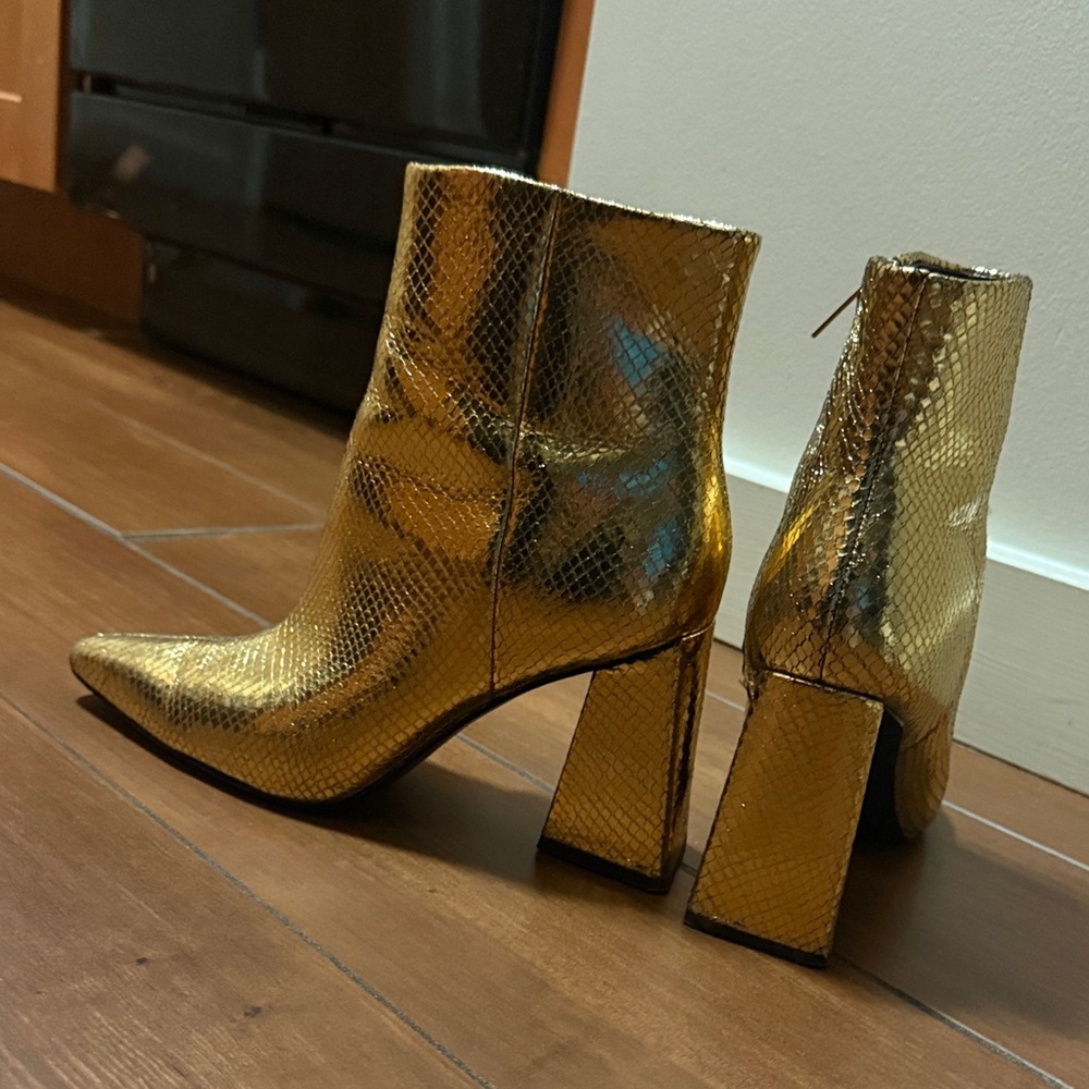 Marc Fisher Metallic Gold Heeled Boots